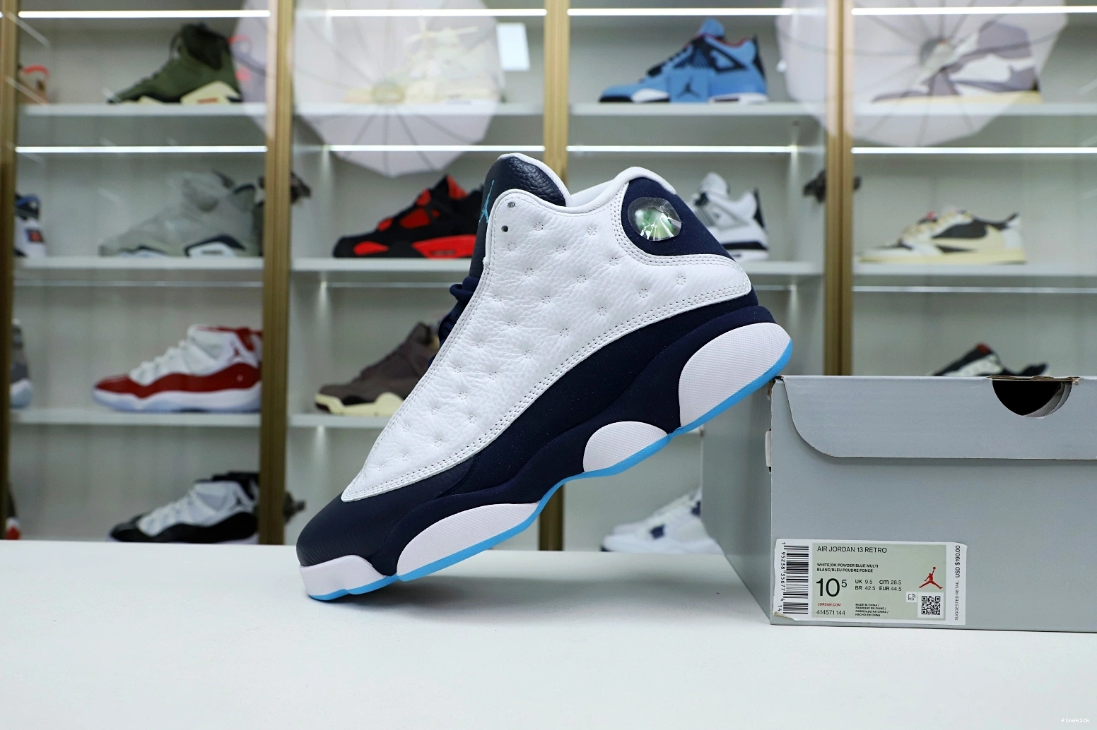 AIR POWDER 13 414571-144 WHITE JORDAN OBSIDIAN RETRO BLUE 0731